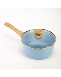 Olla Metal Lisa Estampado Puntos Con Tapa Y Mango Madera 3qt