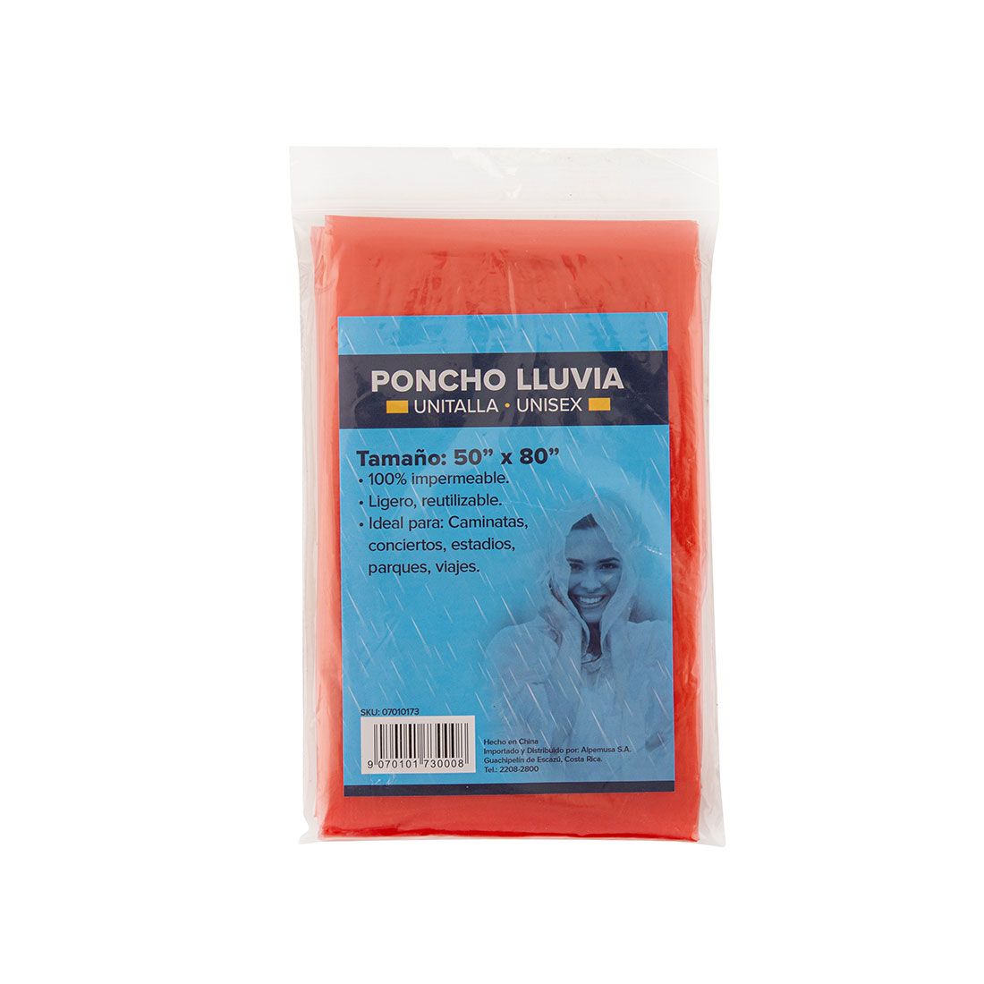 Poncho Impermeable Adulto Plástico 127x101cm