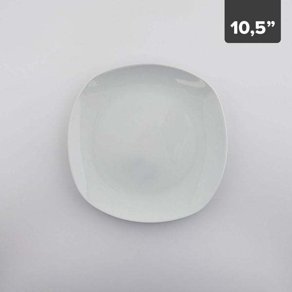 Plato Blanco Cuadrado Porcelana 10.5in