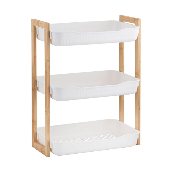 Organizador Rectangular Plástico Y Bambú 34x20x45cm