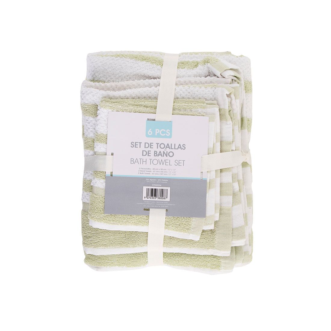 Toalla Textura Rayas Polialgodón 6pcs
