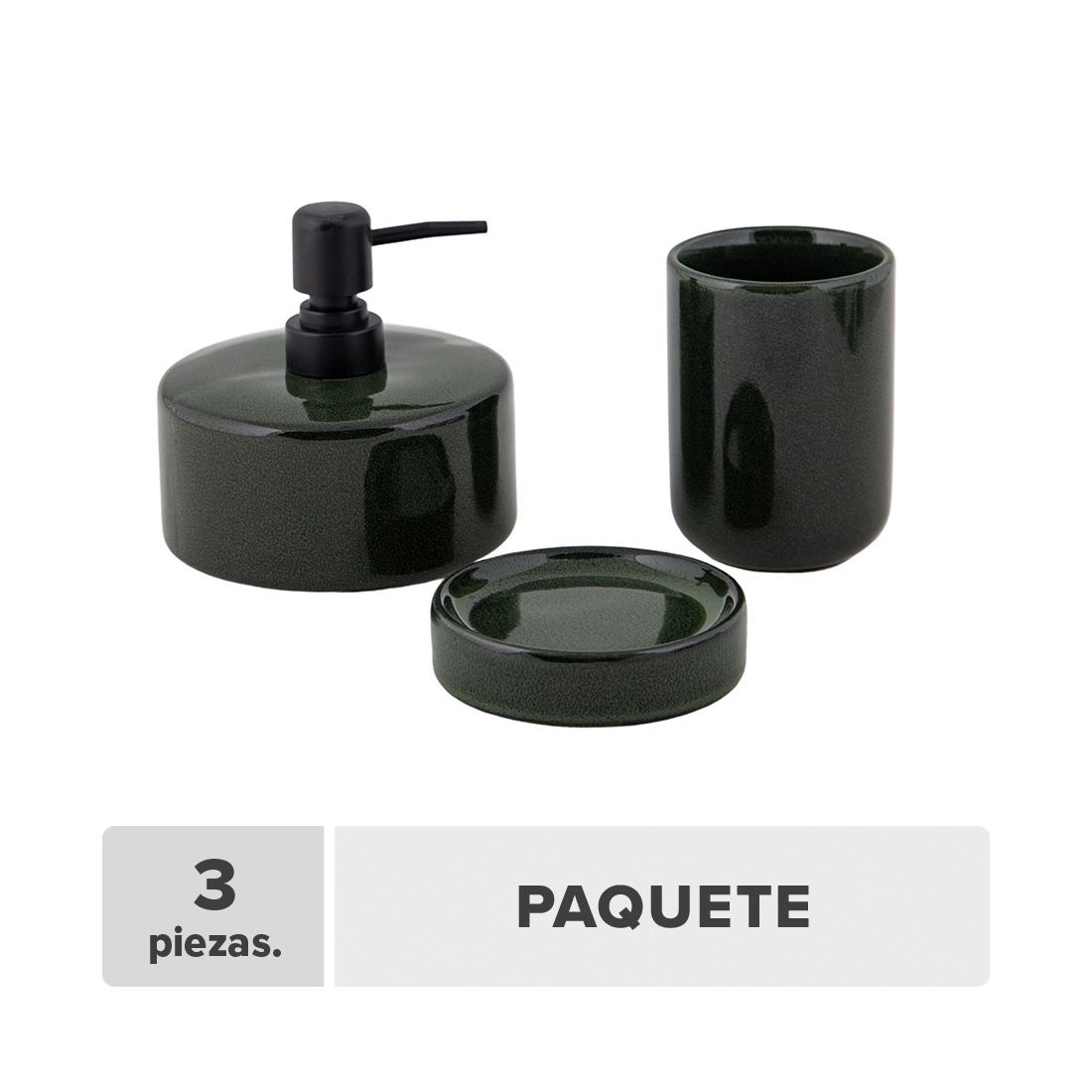 Juego Dispensador Jabón Stoneware 3pcs