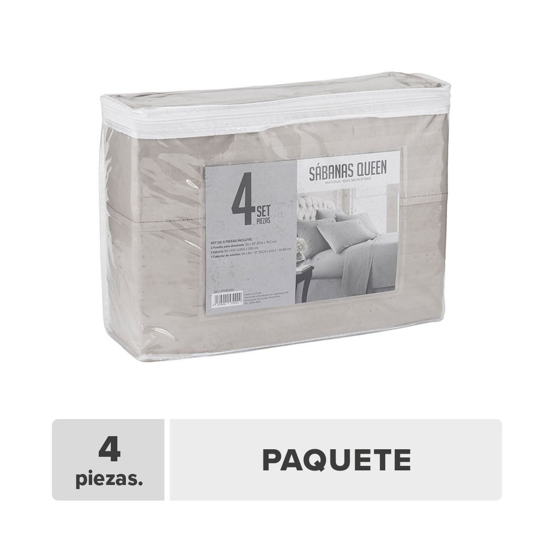 Sábana Queen Microfibra 4pcs