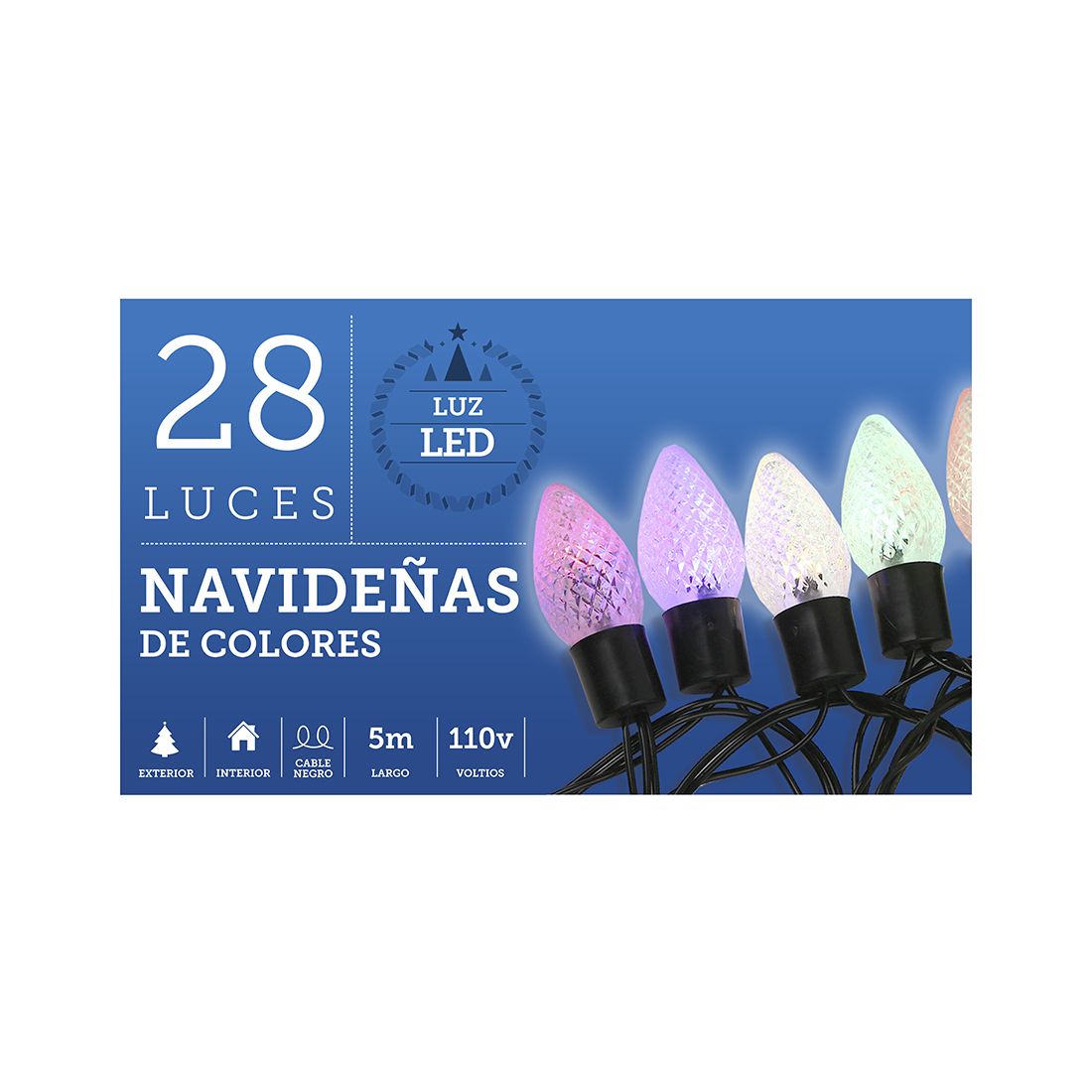 Luces Navidad Led Facetadas 5m 28 Luces