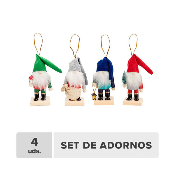 Adorno Navideño Gnomo Madera Y Mdf 21x4.5x11cm