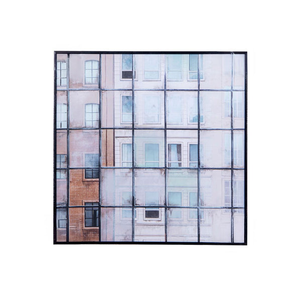 Cuadro Lienzo Ciudad Madera 80x80x2.5cm