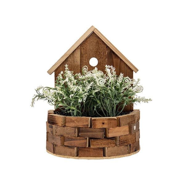 Planta Decorativa Casita Plástico Y Mdf 21x27x14cm