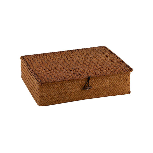 Canasta Con Tapa Paja 32x28x8cm
