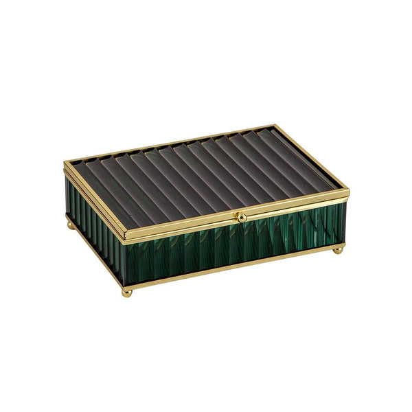 Caja Decorativa Metal Y Vidrio 18x14x5.5cm