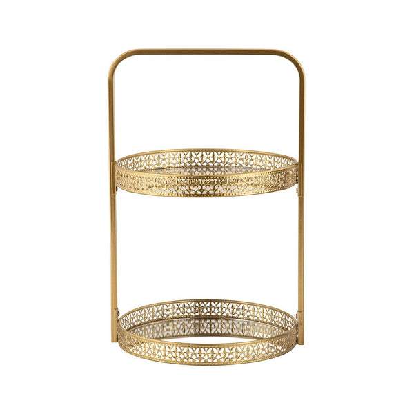 Bandeja Decorativa Metal Y Vidrio 26.5x24x40cm