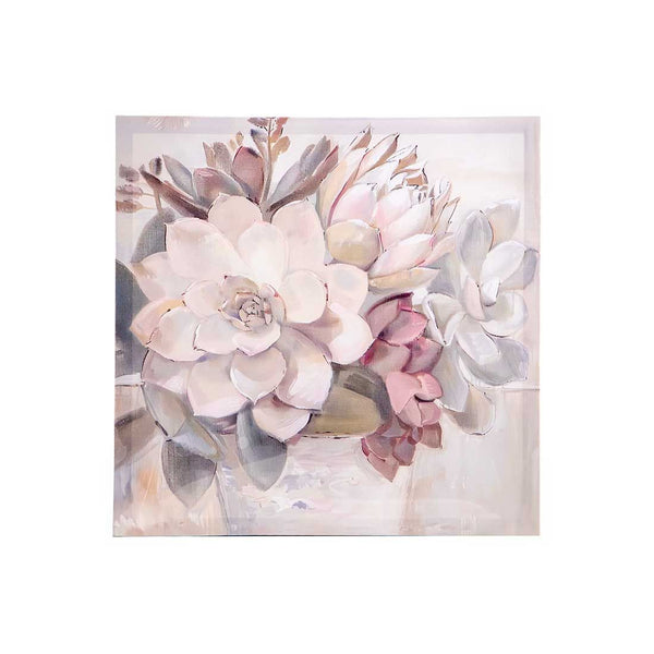 Cuadro Decorativo Flores Lienzo Madera 40x40x2.5cm