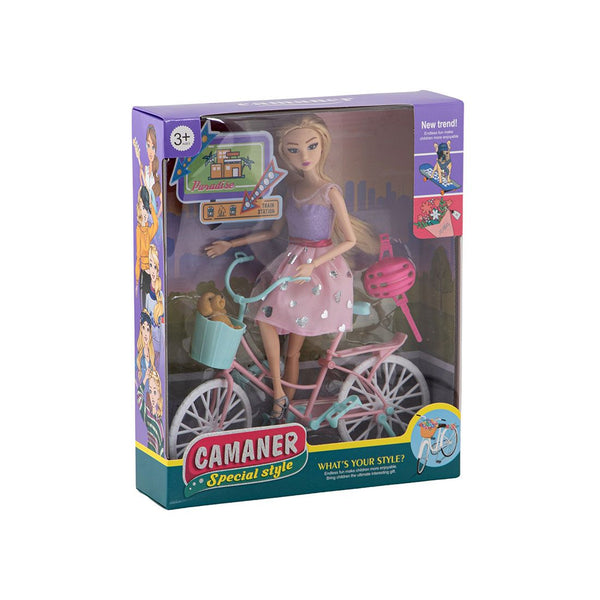 Muñeca Bicicleta Mascota Pvc 28cm