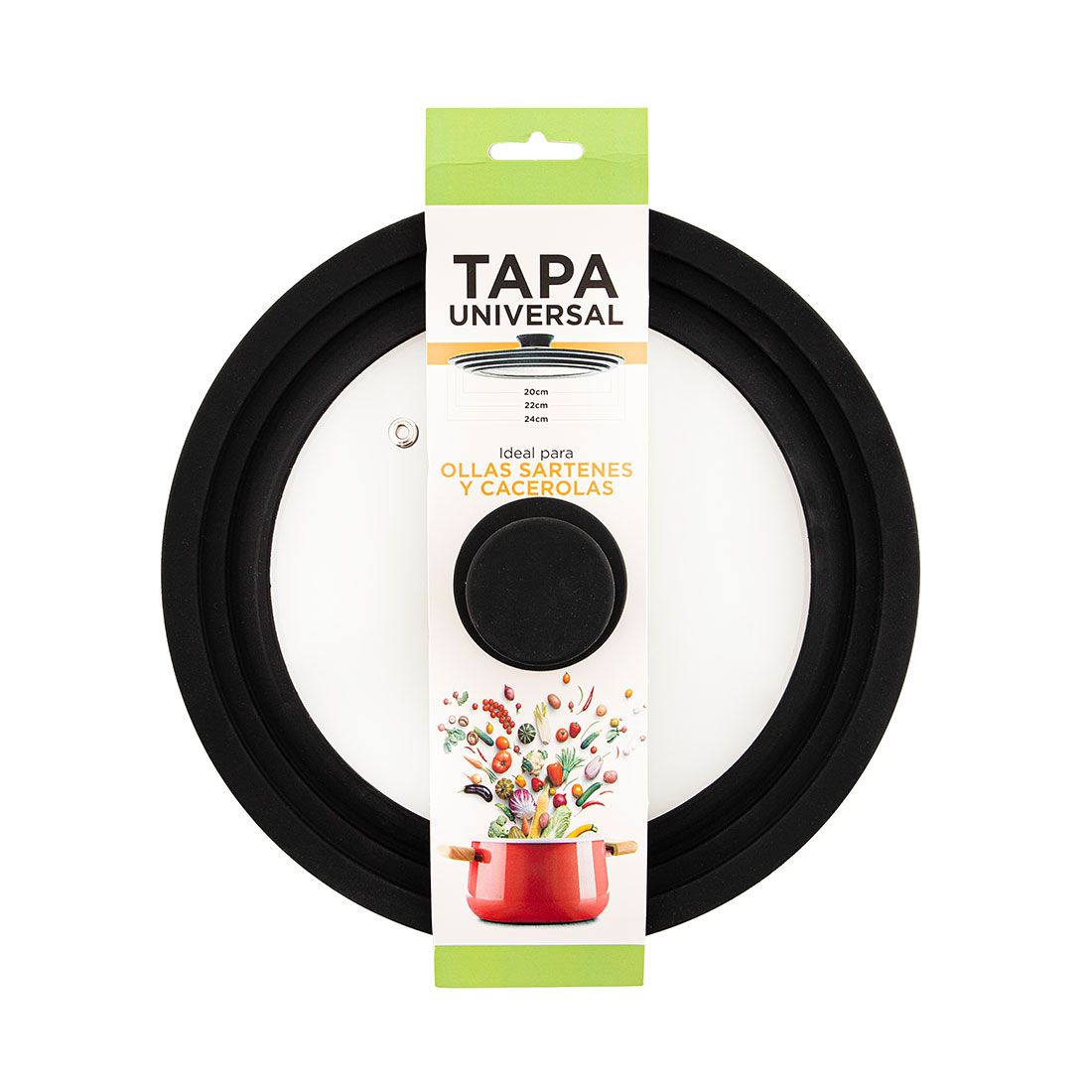 Tapa Universal Vidrio Y Silicón 20-22-24cm