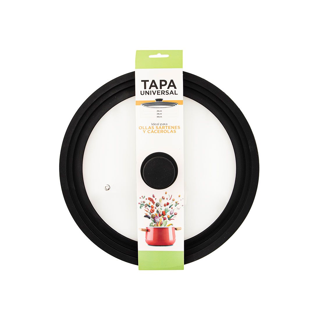 Tapa Universal Vidrio Y Silicón 26-28-30cm