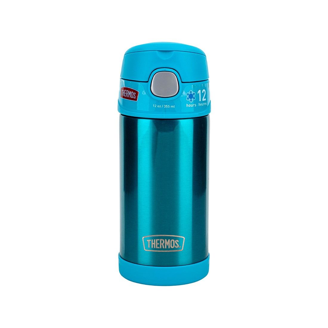 Botella Con Pajilla Turquesa Insulado Thermos 12oz