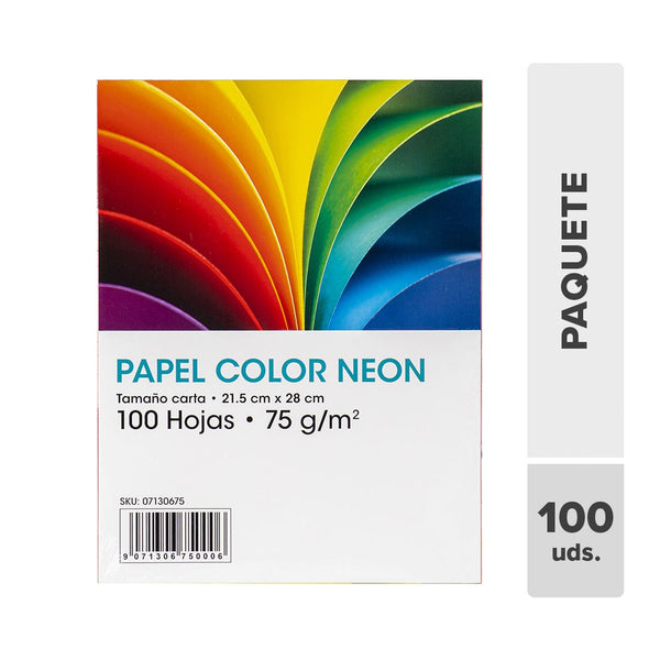 Papel Colores Neón 21.5x28cm 100hojas