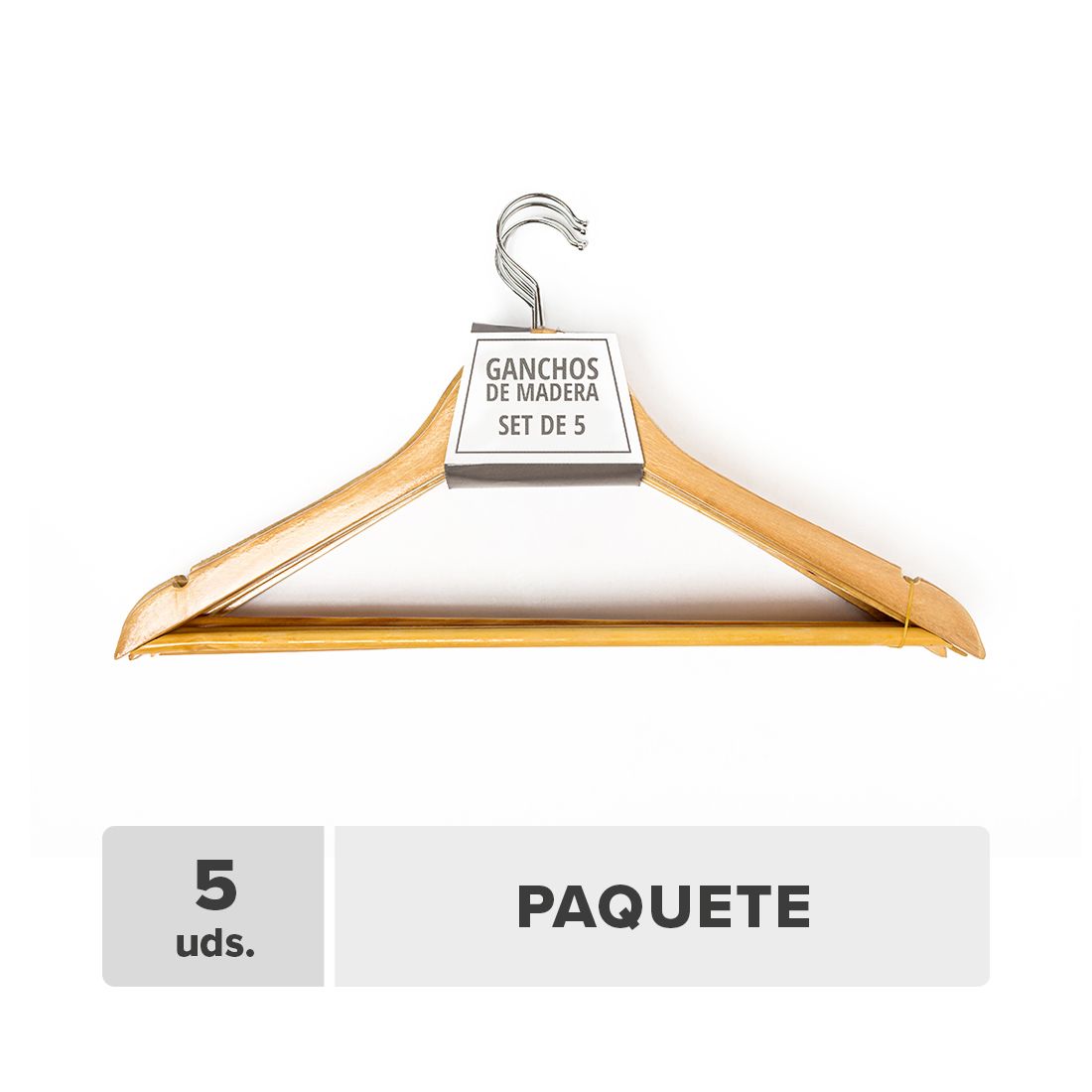 Gancho Ropa Madera 44x24cm 5unds