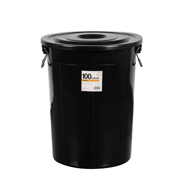 Basurero Redondo Tapa Manual Plástico 100lt
