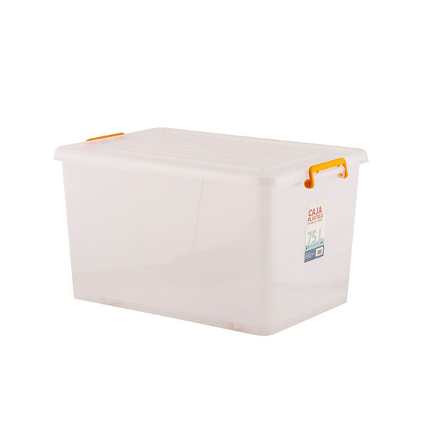 Caja Con Tapa Y Ruedas Plástica 75lt
