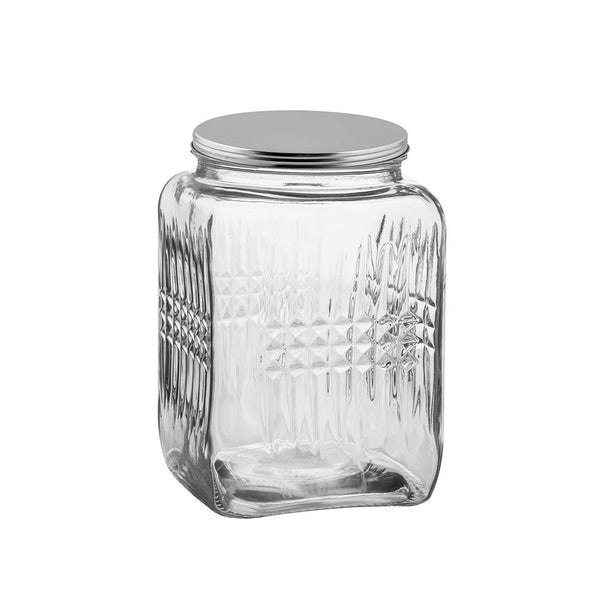 Frasco Con Tapa Labrado Metal Y Vidrio 2.7lt