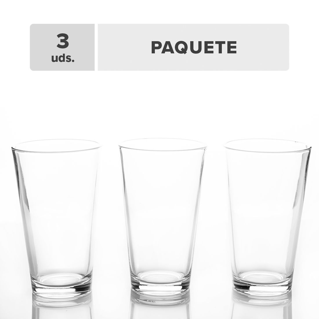 Vaso Boca Ancha Vidrio 16oz 3unds