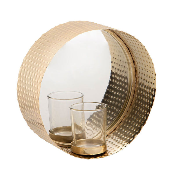Candelabro Pared Circular Metal Y Vidrio 19cm