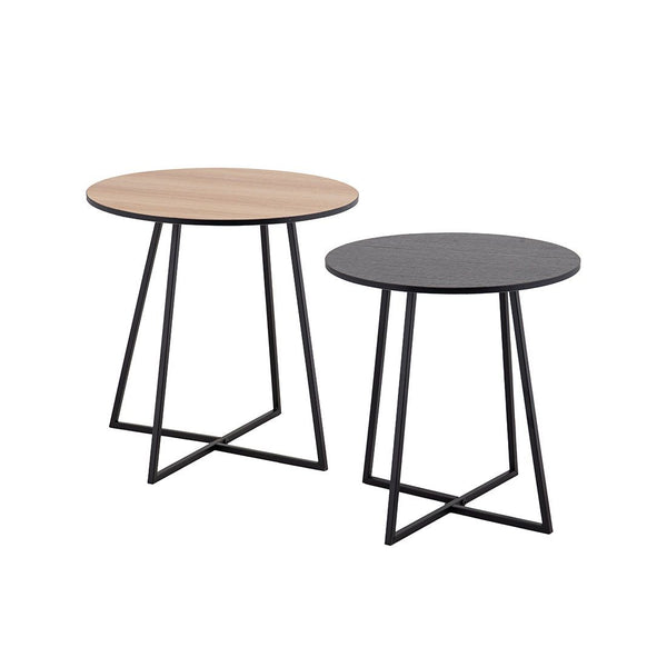 Mesa Lateral Circular Metal Y Melamina 2pcs