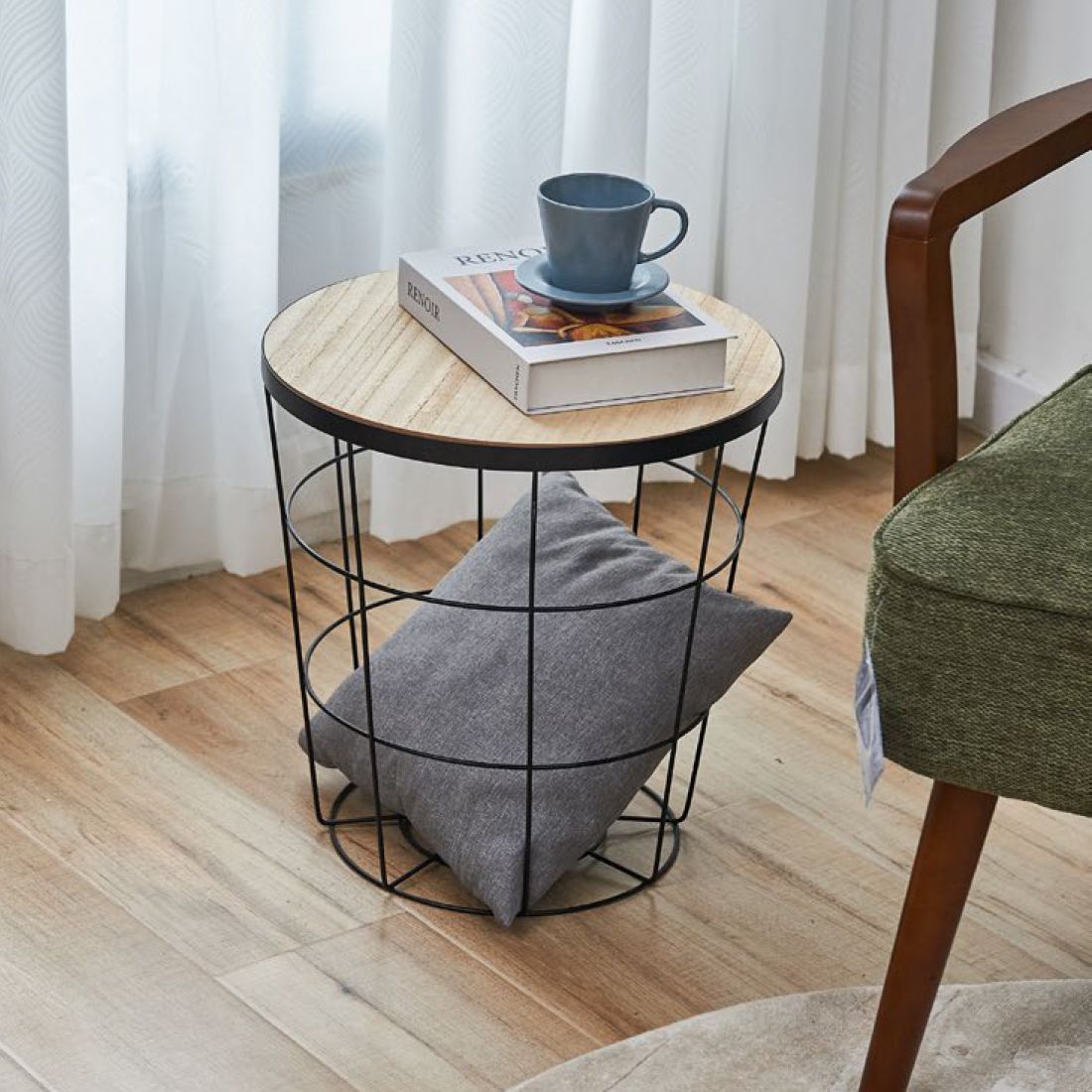 Mesa Lateral Circular Metal Y Mdf 38x40cm