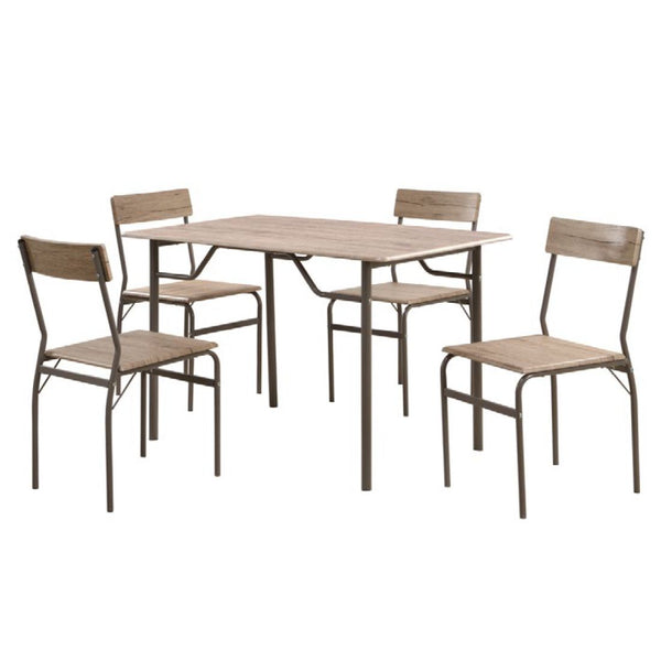 Comedor Básico Gris Plástico Y Madera 110x70x75cm 5pcs