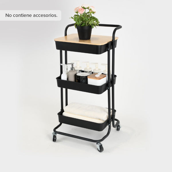 Carrito 3 Niveles Polipropileno Y Acero 85x42.5x42cm