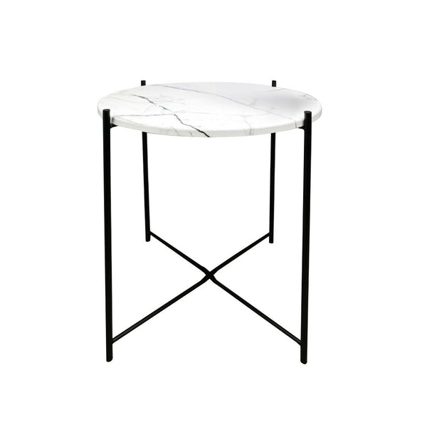Mesa Lateral Mármol Metal Y Mdf 40x40x47cm