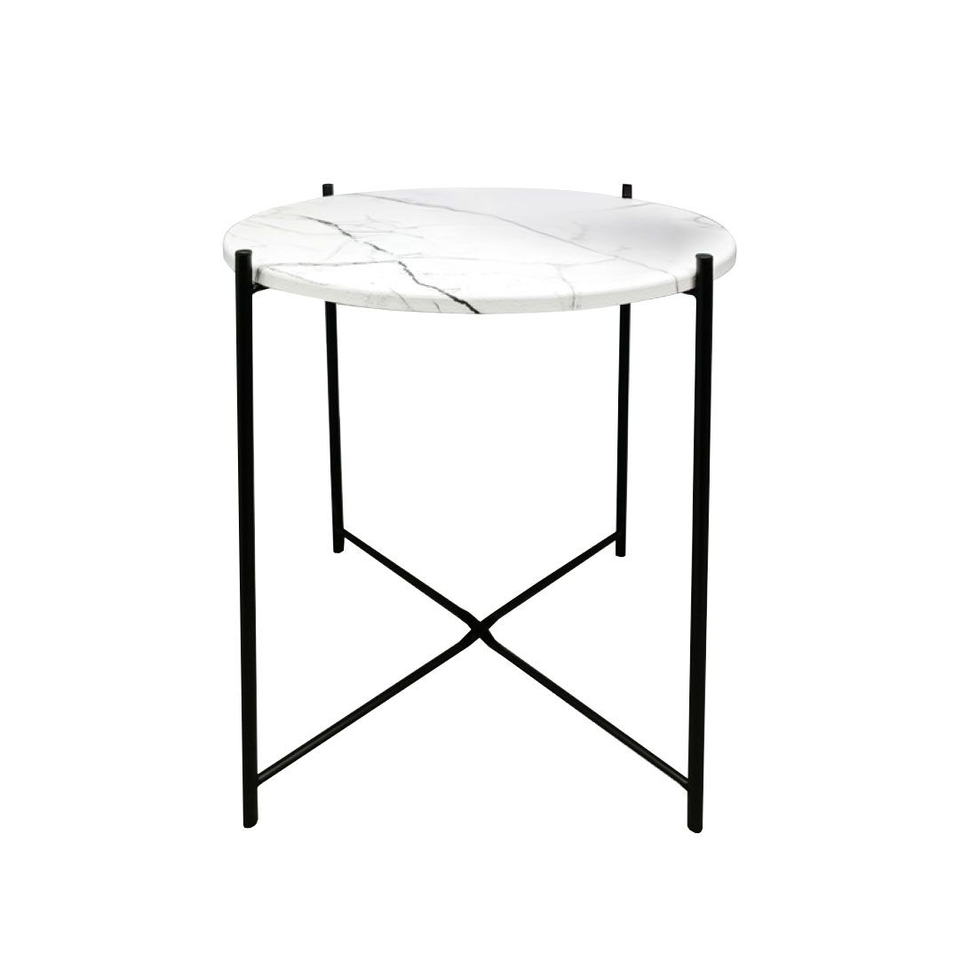 Mesa Lateral Mármol Metal Y Mdf 40x40x47cm