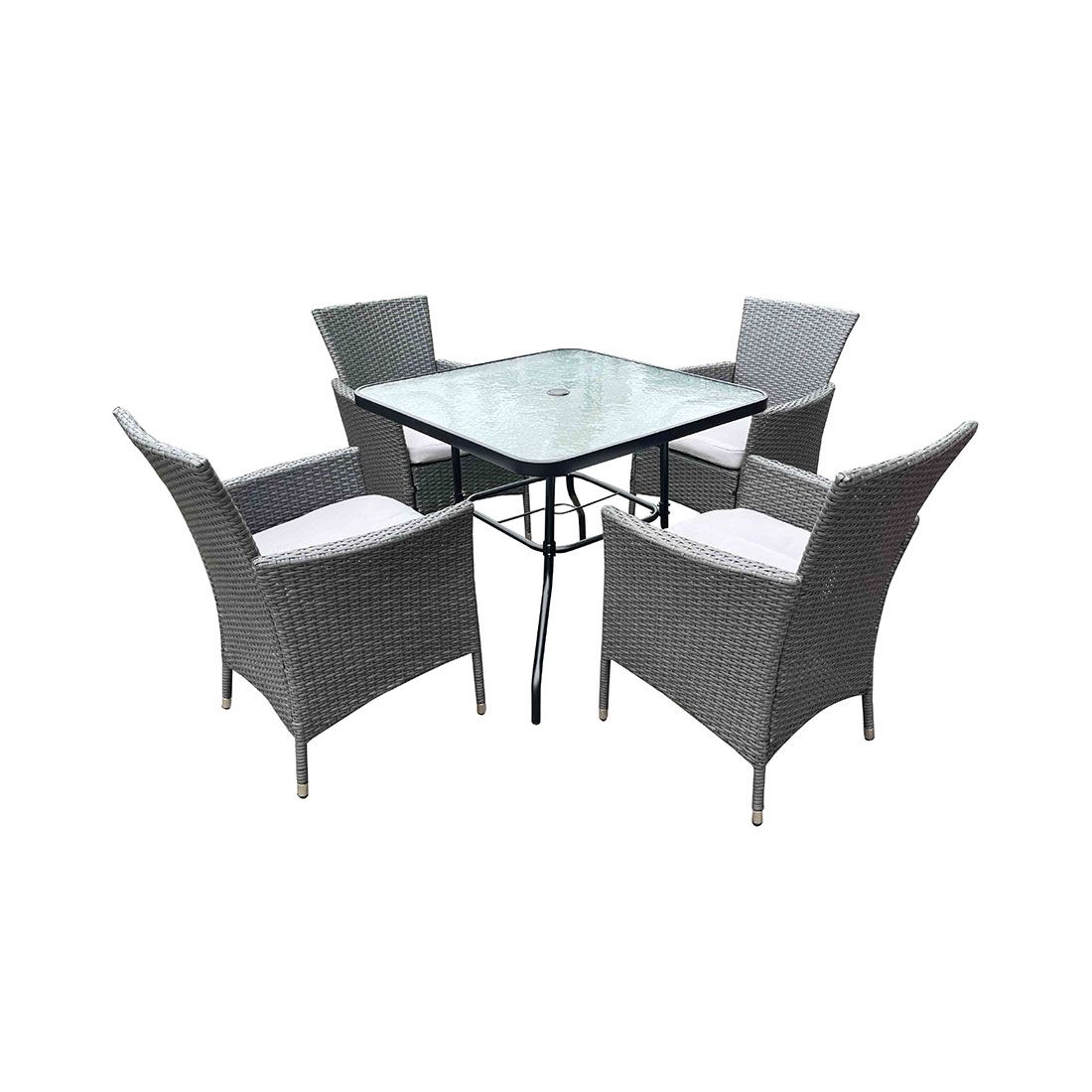 Set Comedor 4 Personas Terraza Ratán 80x80x72cm 5pcs