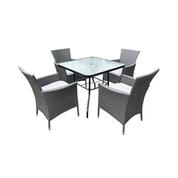 Set Comedor 4 Personas Terraza Ratán 80x80x72cm 5pcs