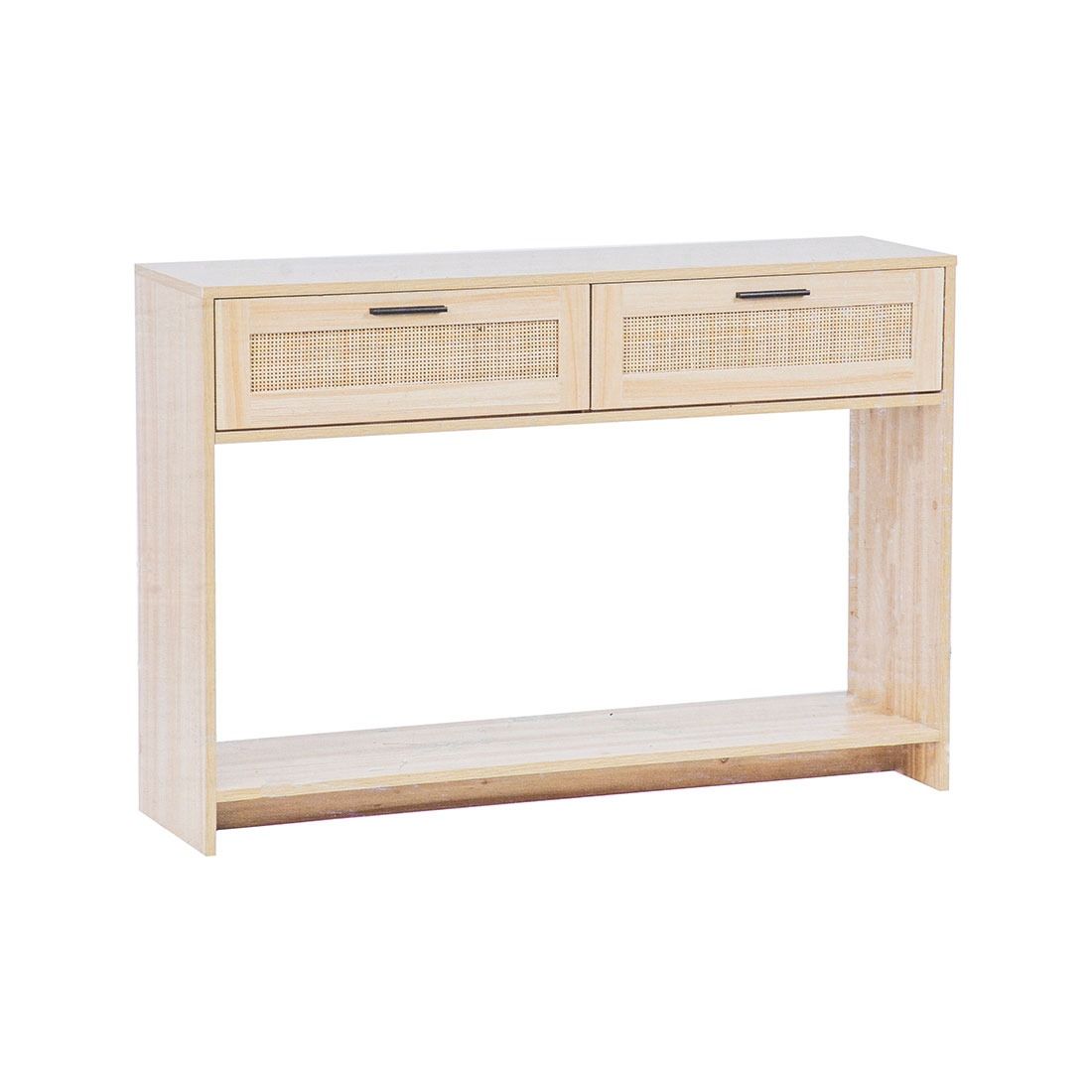 Mesa Alta 2 Gavetas Melamina Y Ratán 110x30x76cm