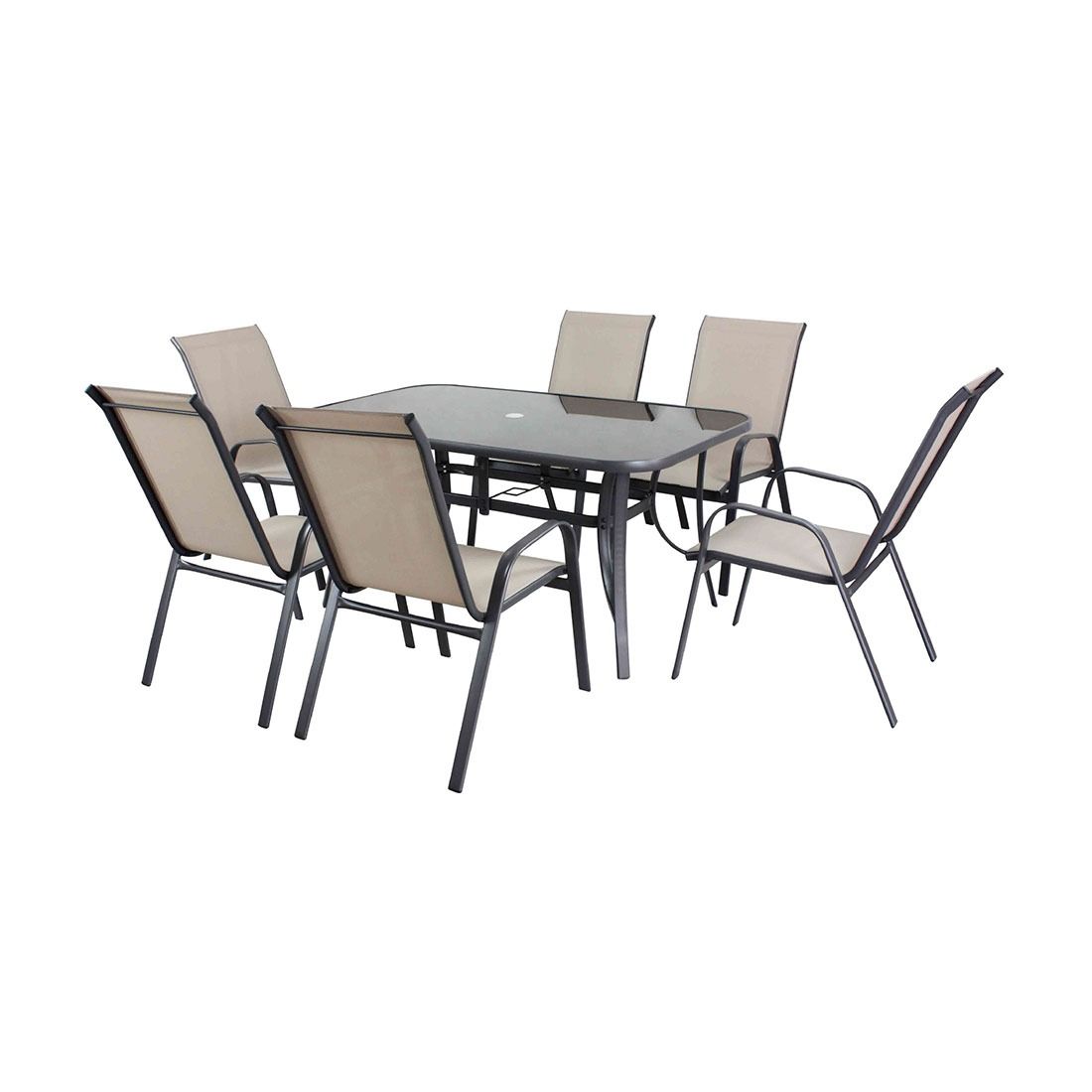 Set Comedor 6 Personas Metal Y Mesh 150x90x73cm