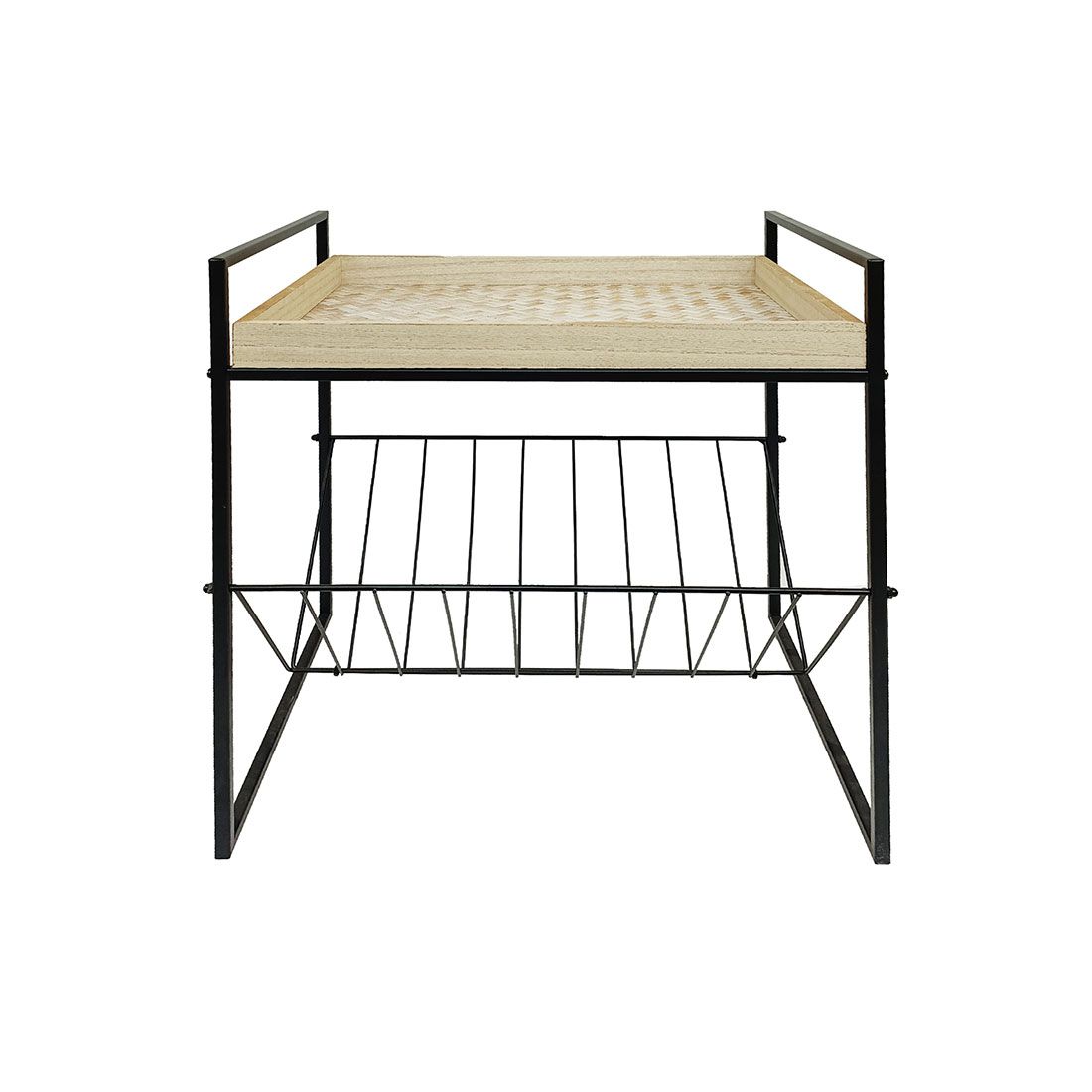 Mesa Lateral Con Revistero Metal Y Mdf 41.5x30x50.5cm