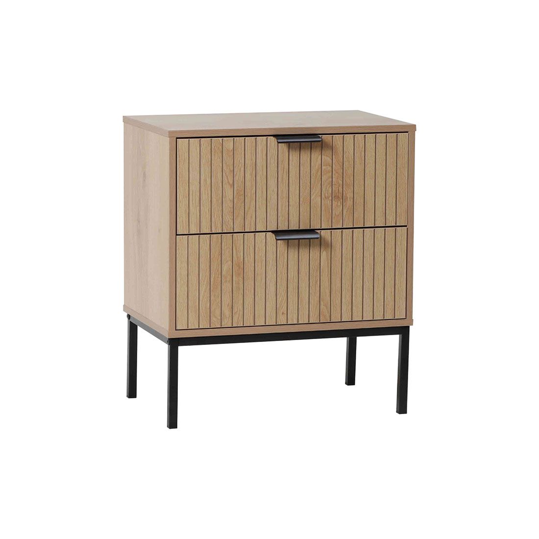 Mesa Noche 2 Gavetas Beige Mdf 45x29x51 Cm