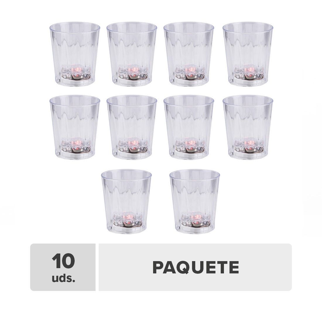 Vasos Shot Luz Plástico 70ml 10pcs