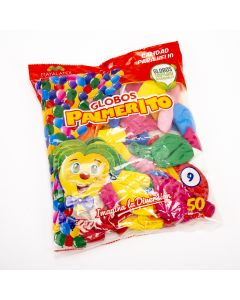 Globo Látex Palmerito Calidad Helio #9 50und Surtido