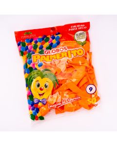 Globo Látex Palmerito Calidad Helio #9 50und Naranja