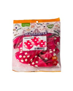 Globo #12 Impreso Polka Fucsia 12und