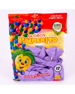 Globo Látex Palmerito Calidad Helio #12 25und Lila Pastel