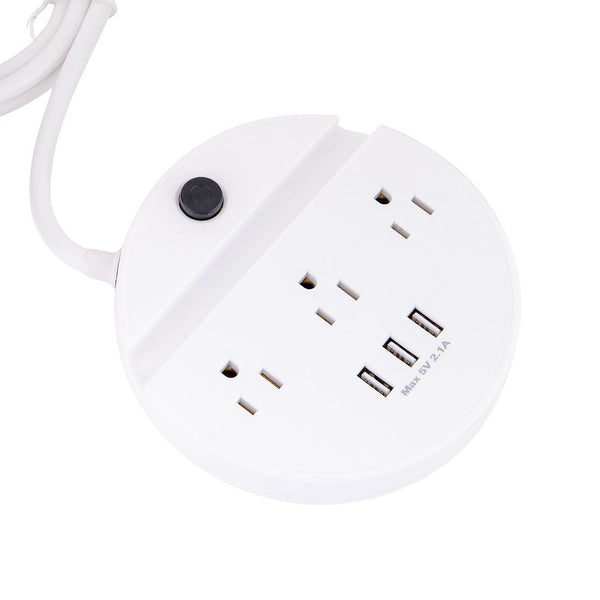 Regleta Redonda 3 Tomas 3usb