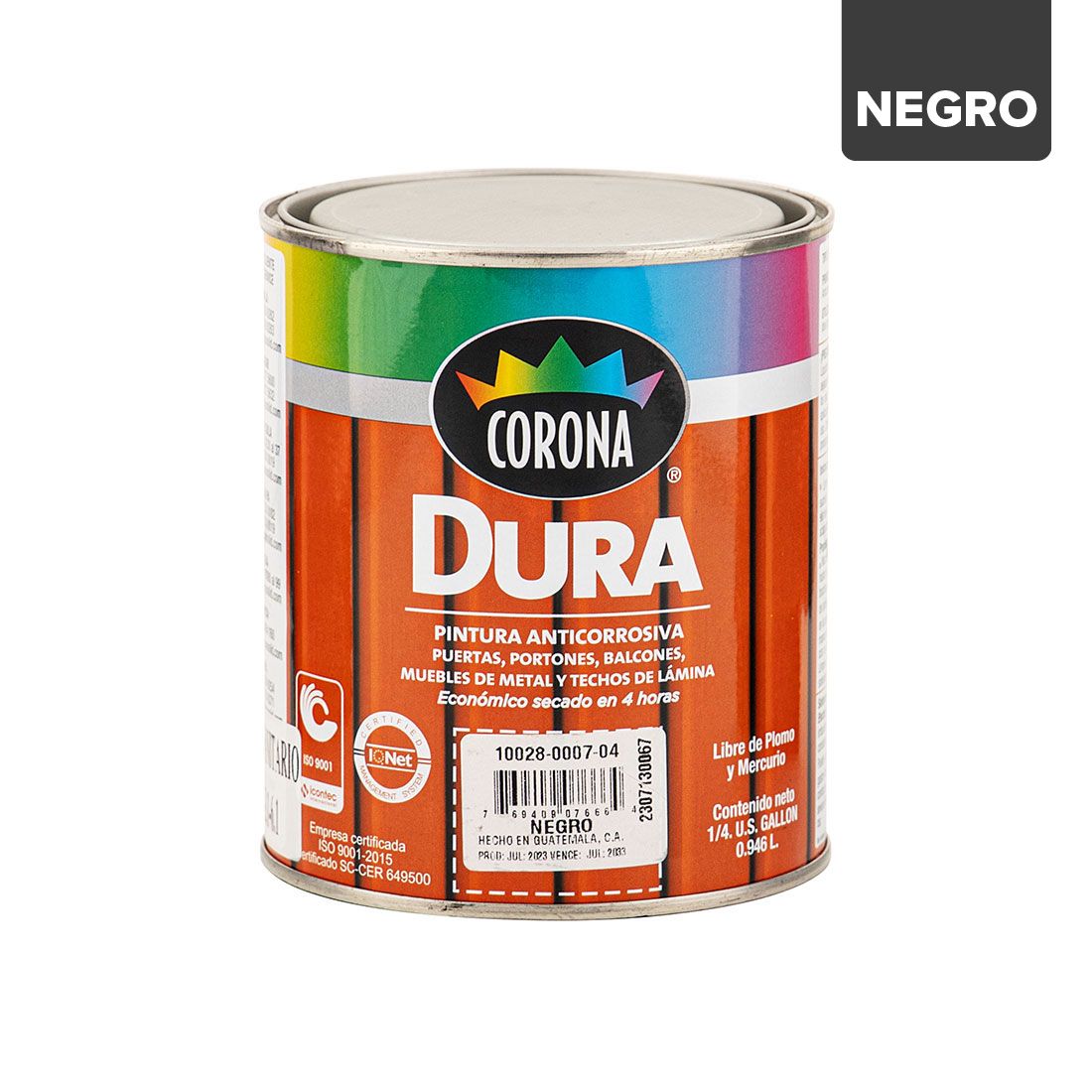 Pintura Negra Anticorrosiva Corona 1/4gl