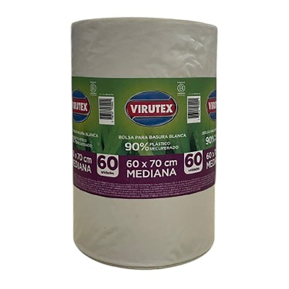 Bolsa Para Basura Virutex Blanca Mediana - 60 Uds