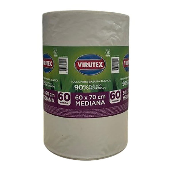 Bolsa Para Basura Virutex Blanca Mediana - 60 Uds