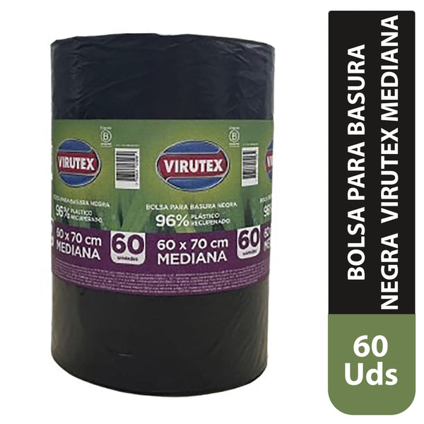 Bolsa Para Basura Negra Virutex Mediana – 60 Unidades