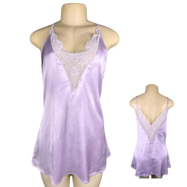 Pijama - Bata Lisa Con Detalle De Encaje Al Frente - Color Lila S