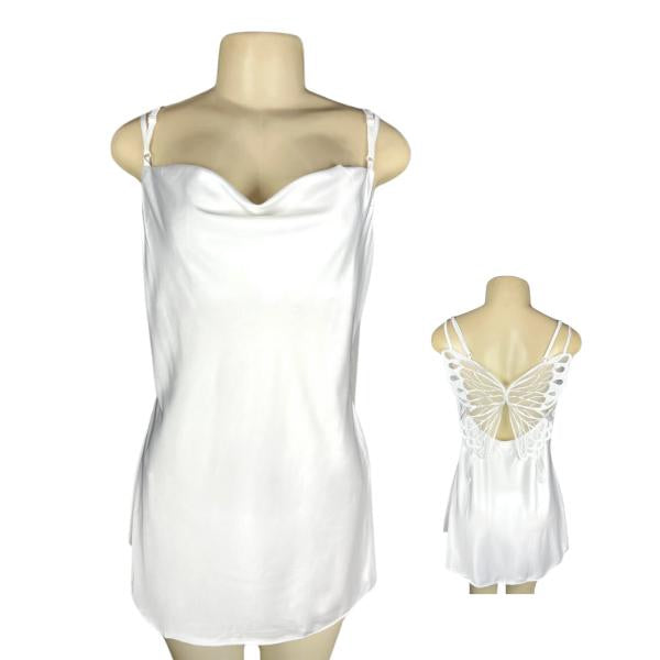 Pijama - Bata Lisa Con Detalle De Encaje En Espalda - Blanco S